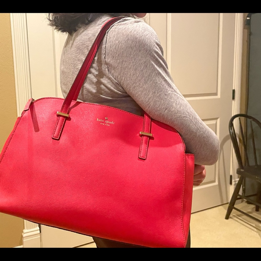 Kate Spade Red double zipper tote purse.